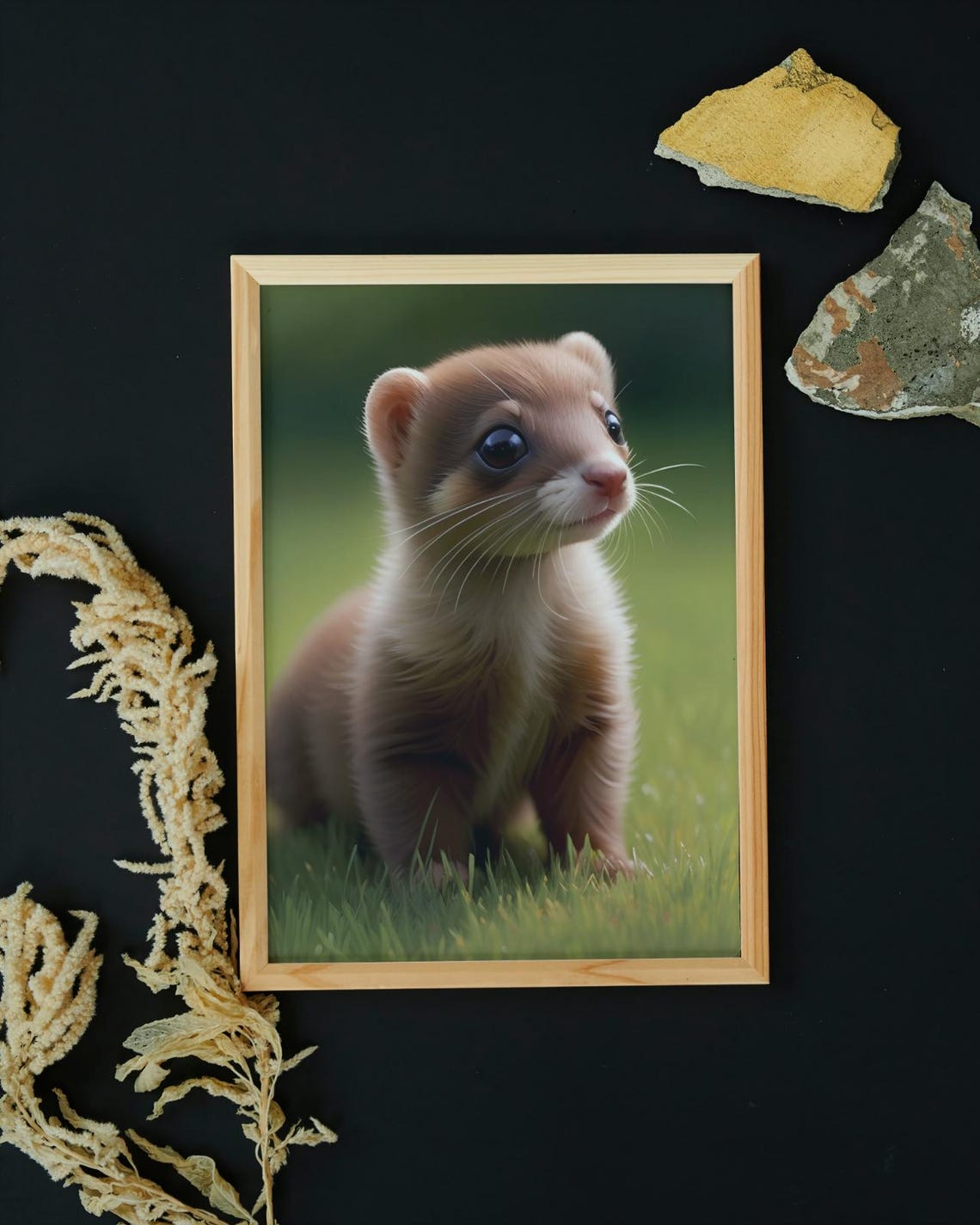 Baby Weasel Wall Art Home Decor Cute Animal Painting Living Room Art