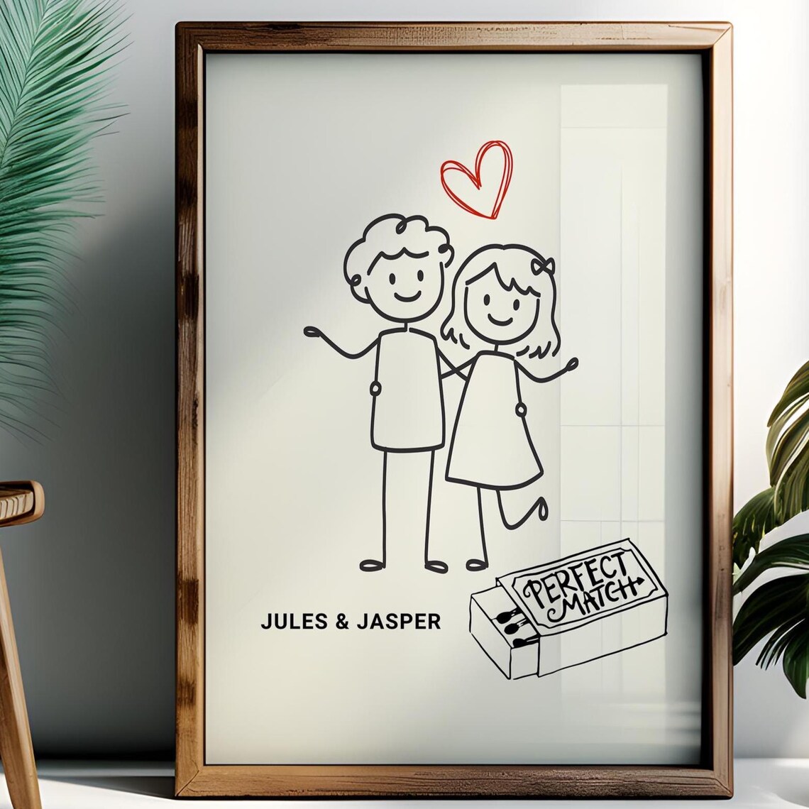 Personalised Stick Figure Couples, Funky Retro Love