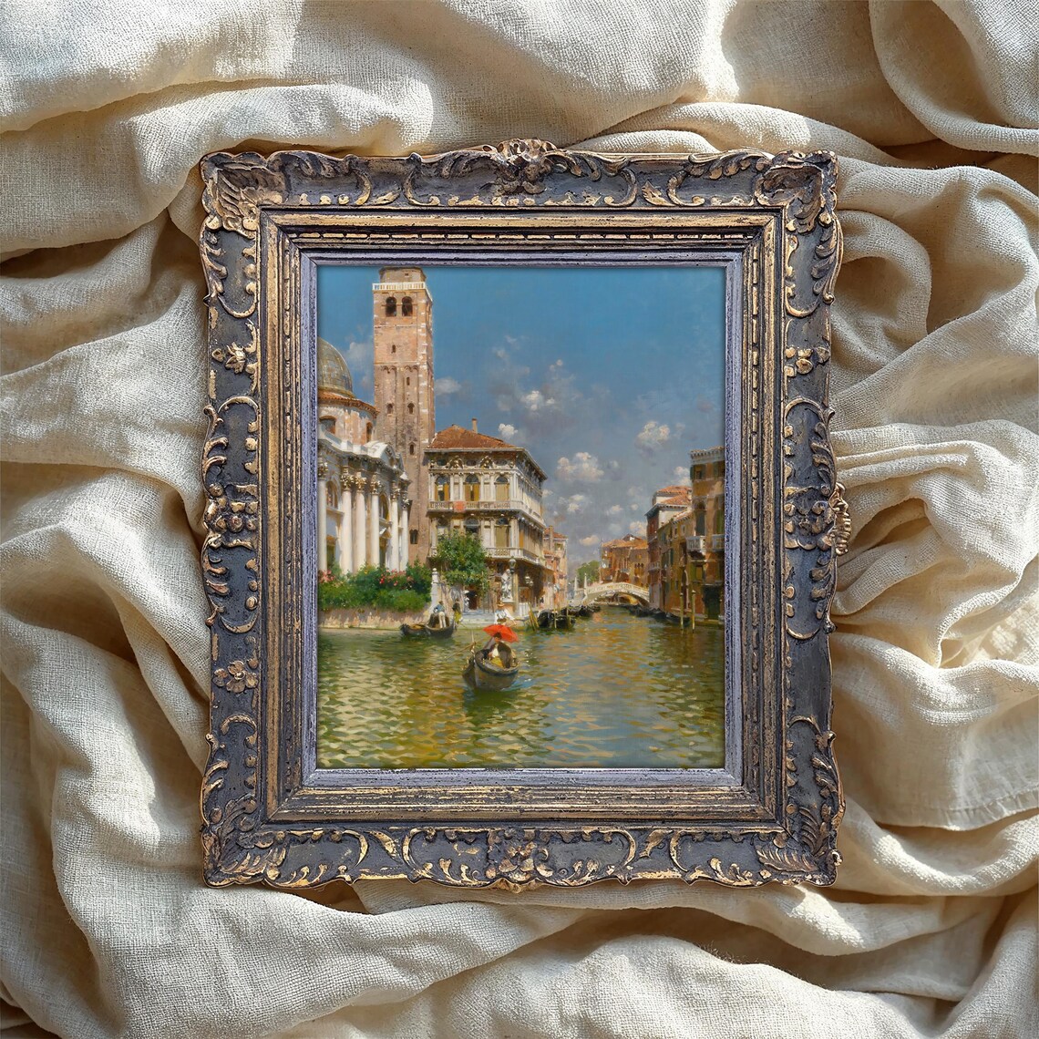 Venice Canal Vintage Art Print, Italian Cityscape