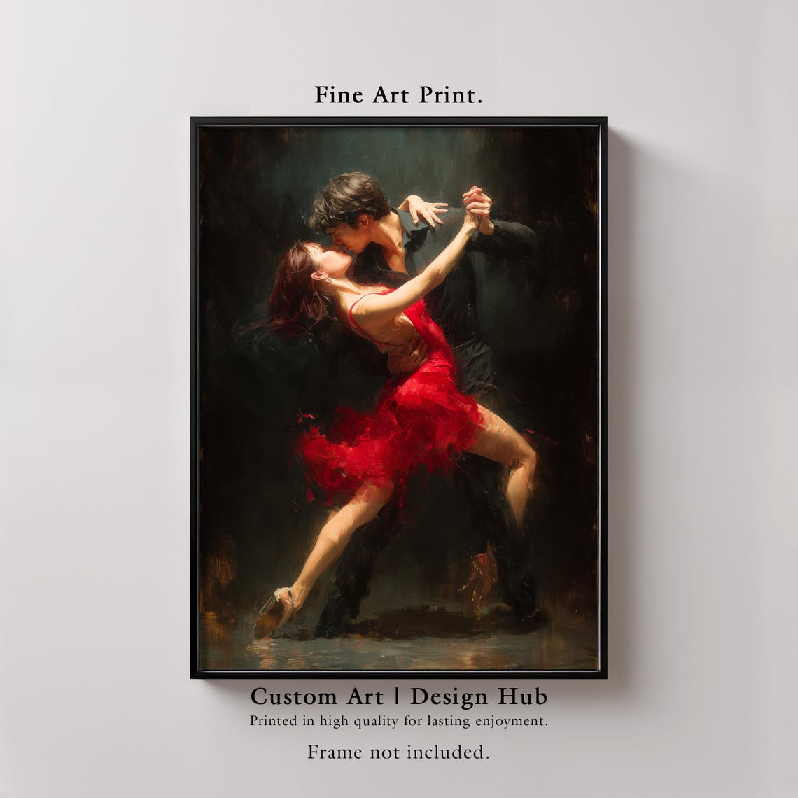 Tango Dancers Red Dress Romantic Passionate Dance Oil Painting Print