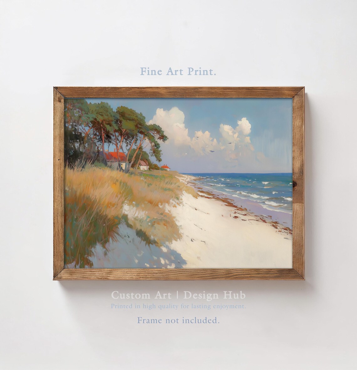 Seaside Landscape Oil Painting Print, Coastal Decor