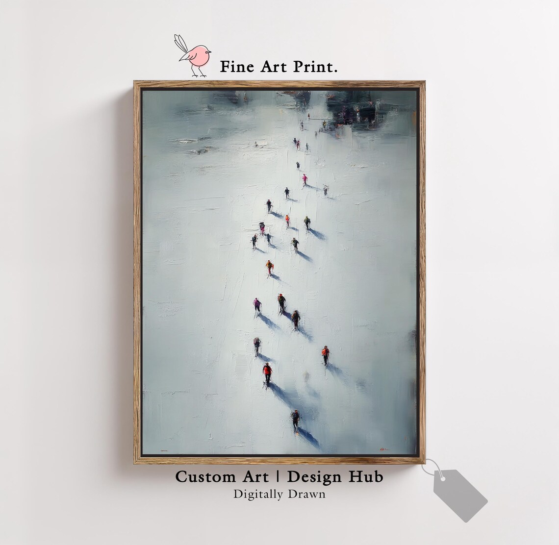 Minimalist Winter Landscape Print Abstract People On Ice Wall Art Modern Nordic Poster
