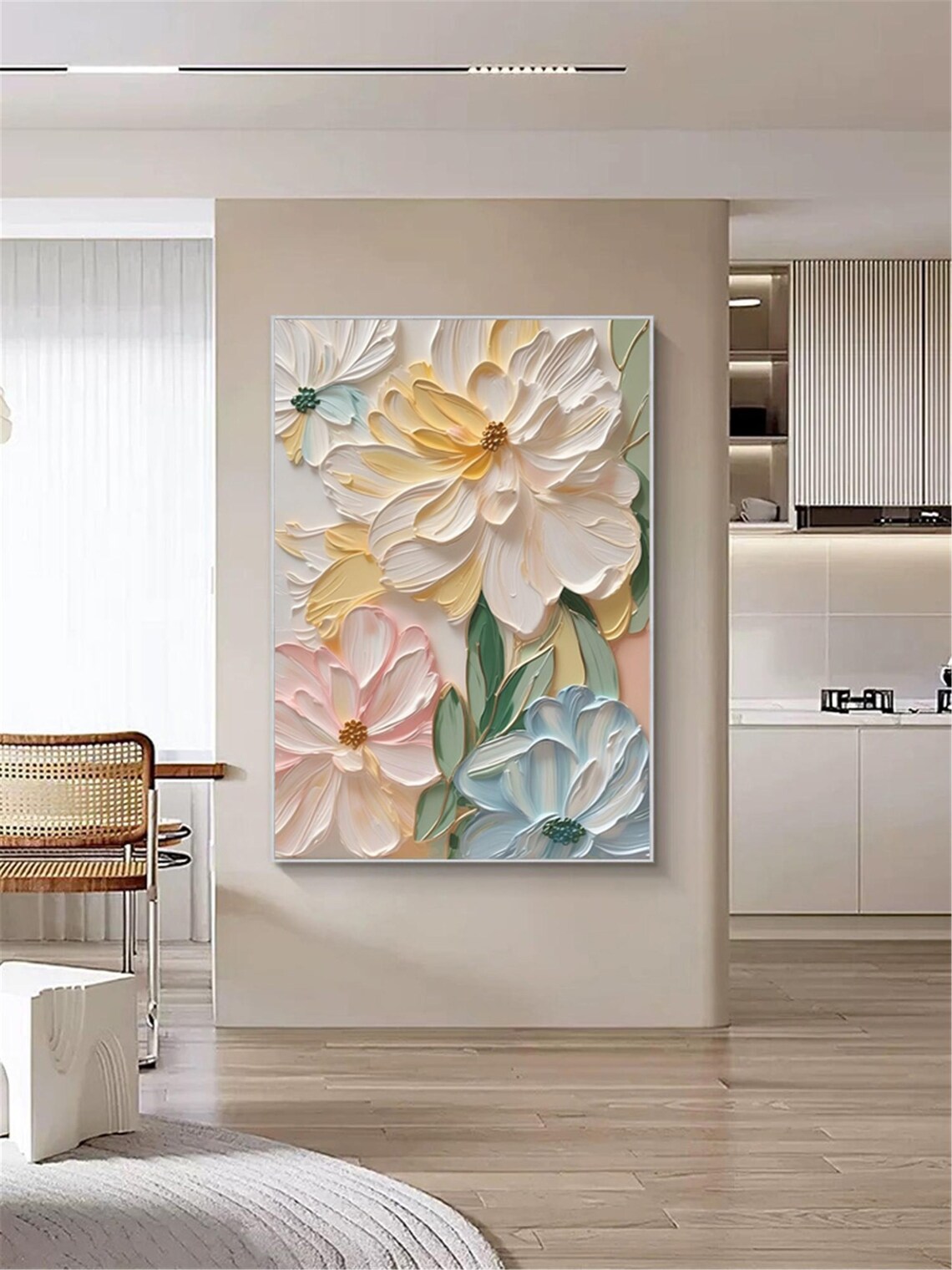Christmas Abstract Pink Flower Wall Art Print - Image 2