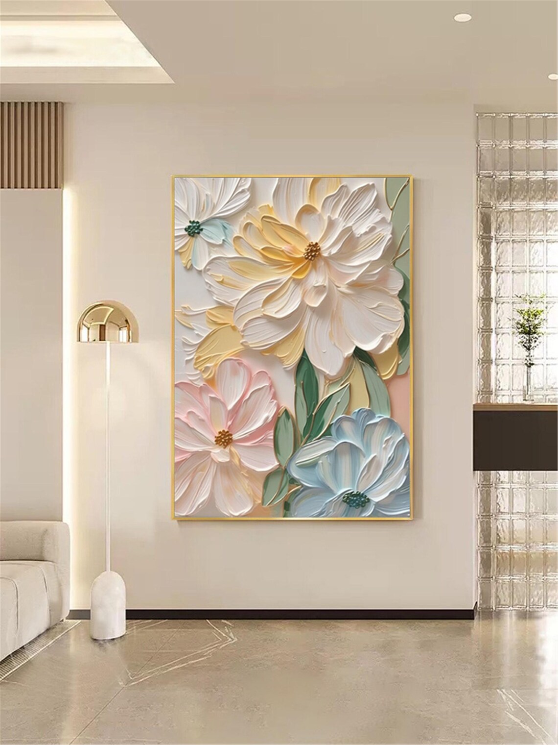 Christmas Abstract Pink Flower Wall Art Print - Image 3