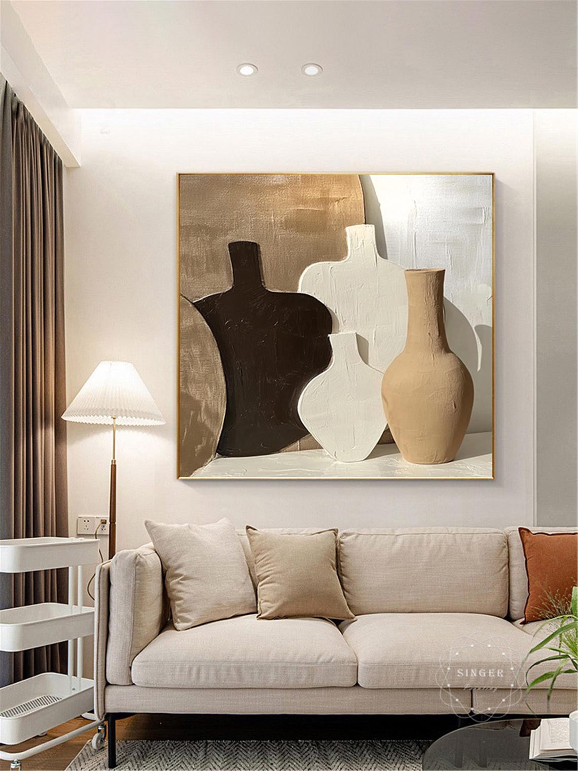 Abstract Earth Tone Vessels Still Life Textured Minimalist Art Poster - Image 4