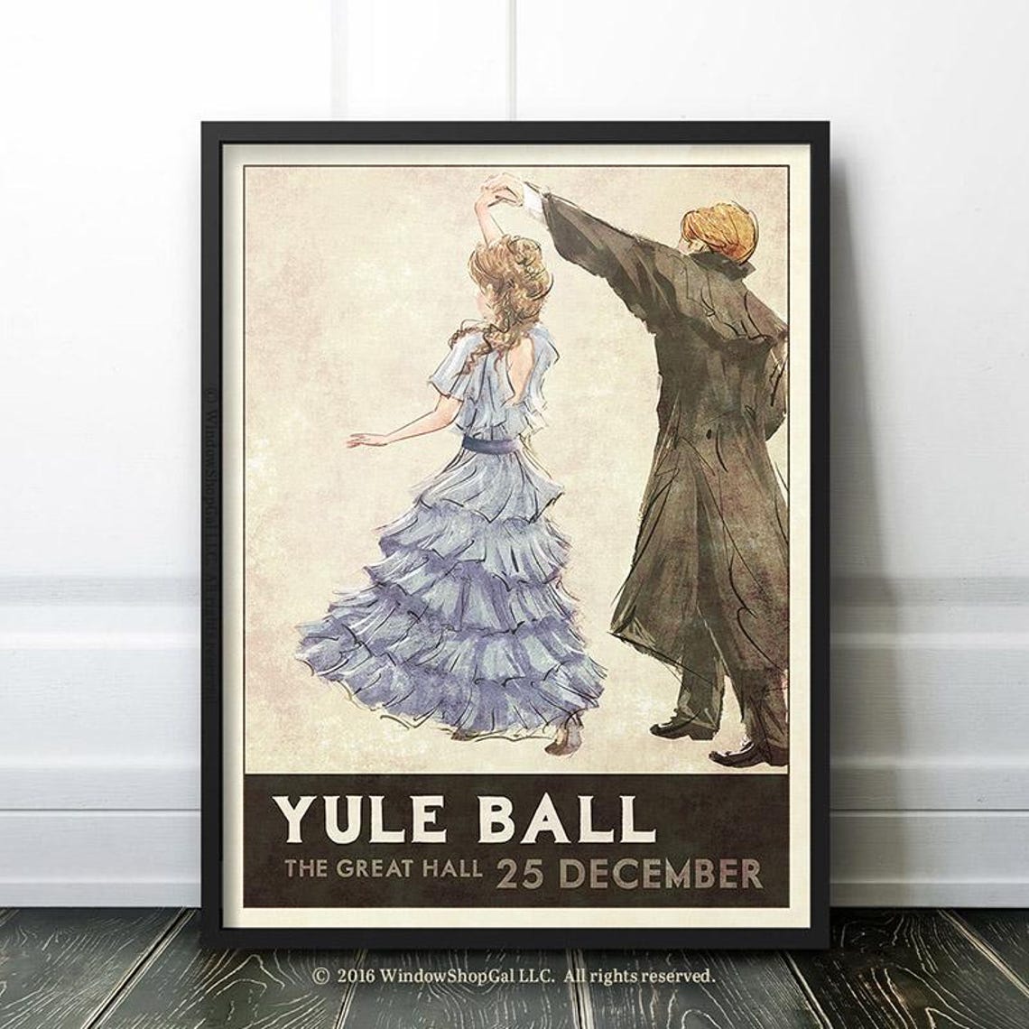Yule Ball Great Hall 25 December Blue Dress Retro Dance Poster - Image 2