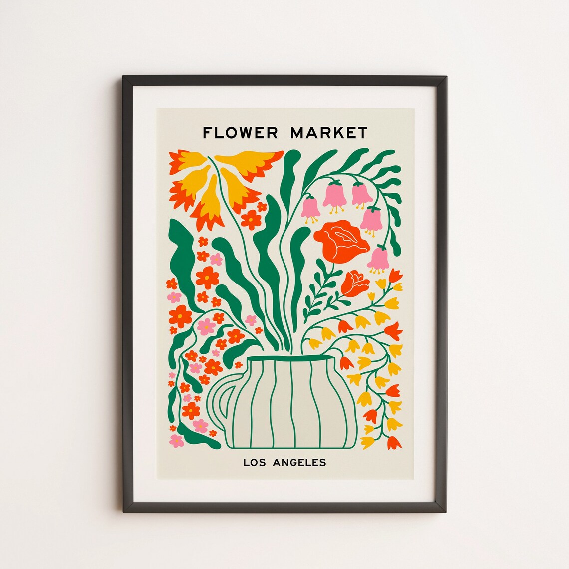 Los Angeles Flower Market Colorful Floral Vase Botanical Art Print