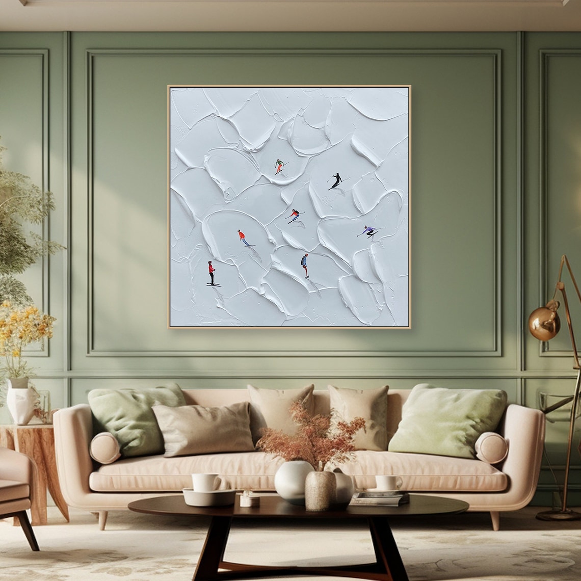 Skiing Textured Art Print, Snowy Sports Decor - Image 3