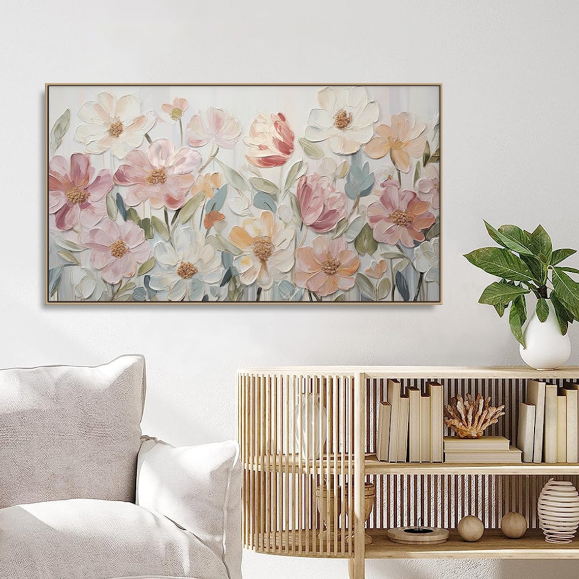 Abstract Flower Painting, Soft Color Spring Decor - Image 2