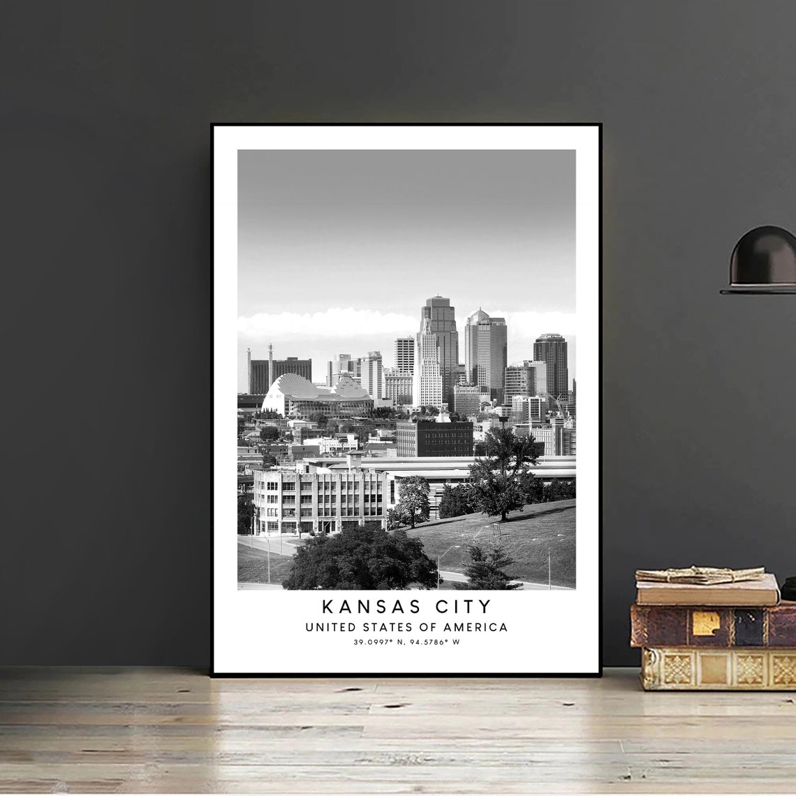 Kansas City Print Black And White Kansas City Travel Poster Kansas City Wall Print Oman Wall Art Minimalist Kansas City Art Work Gift Print - Image 2