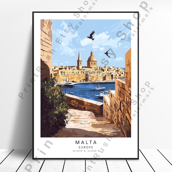 Malta Travel Poster, Colourful Illustration Art Print
