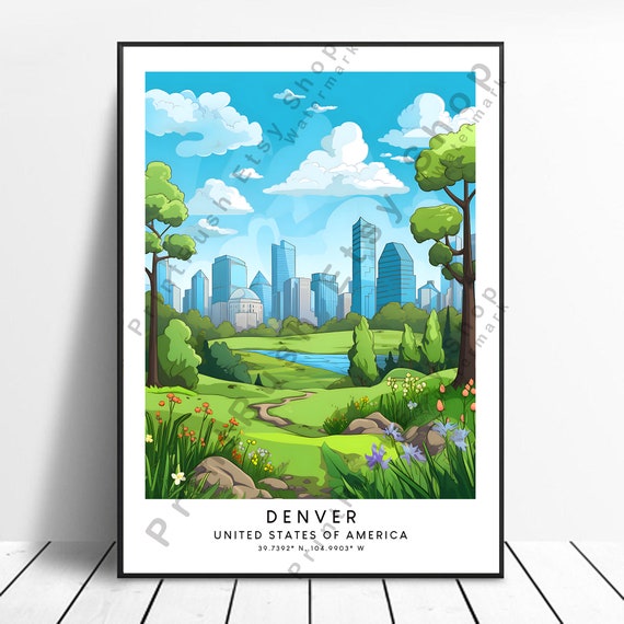 Denver Travel Print Colourful Poster Abstract Minimalist Wall Art Gift Dcor