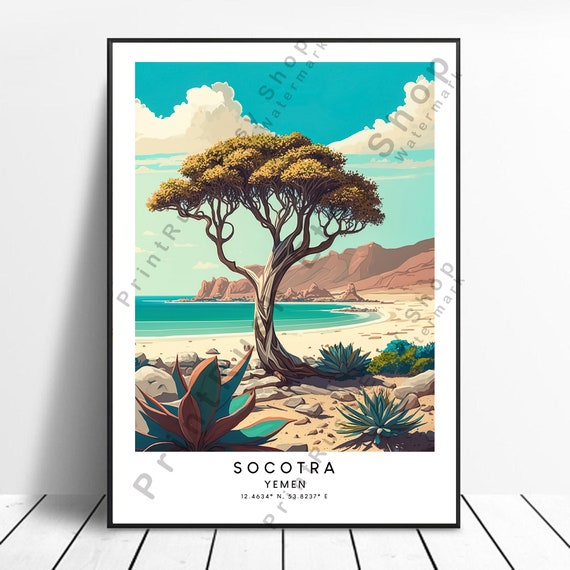 Socotra Travel Print Colourful Poster Yemen Minimalist Wall Art Dcor Gift
