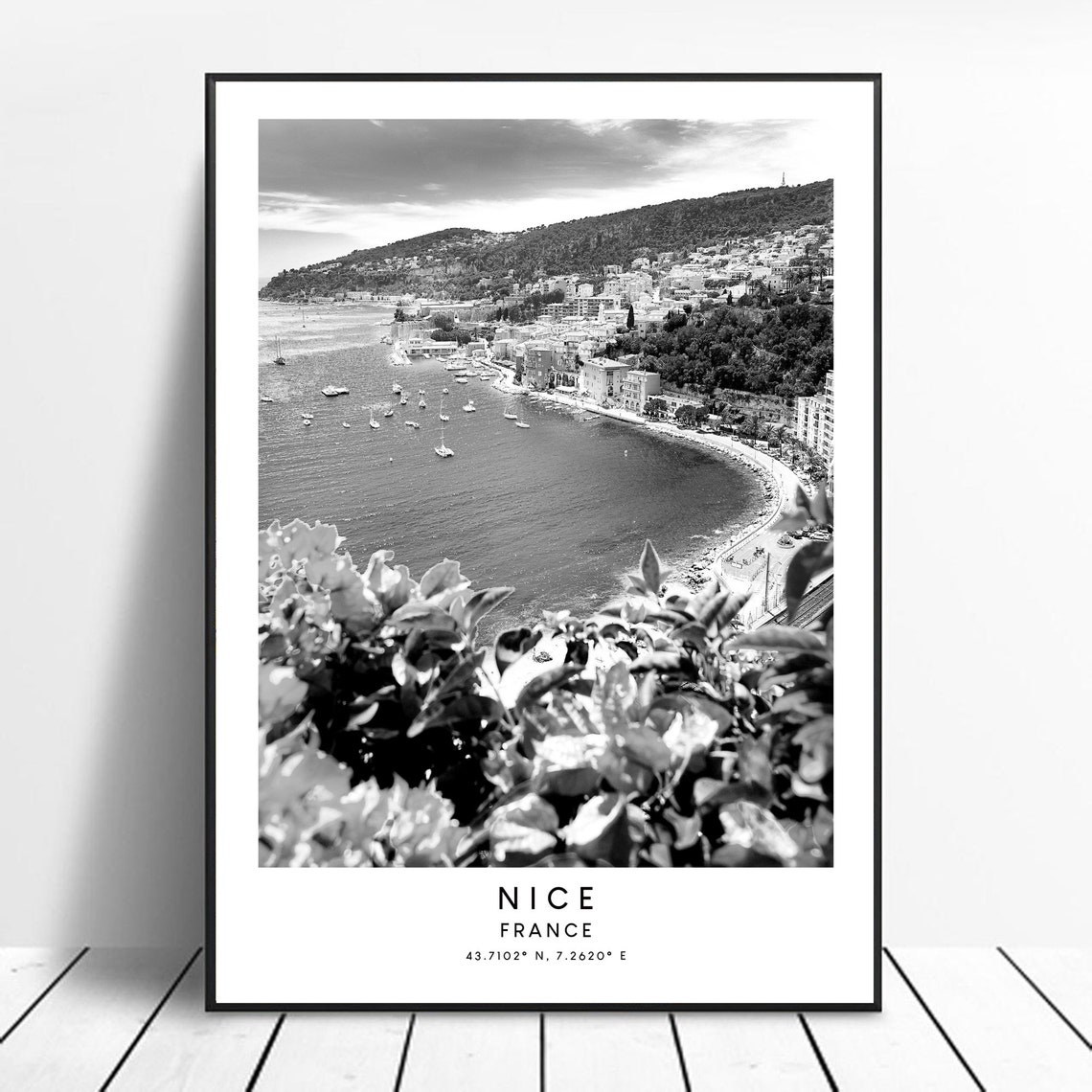 Nice France Minimalist Travel Poster, Black And White