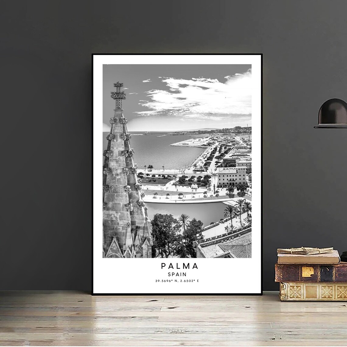 Palma Travel Poster, Black And White City View - Image 2