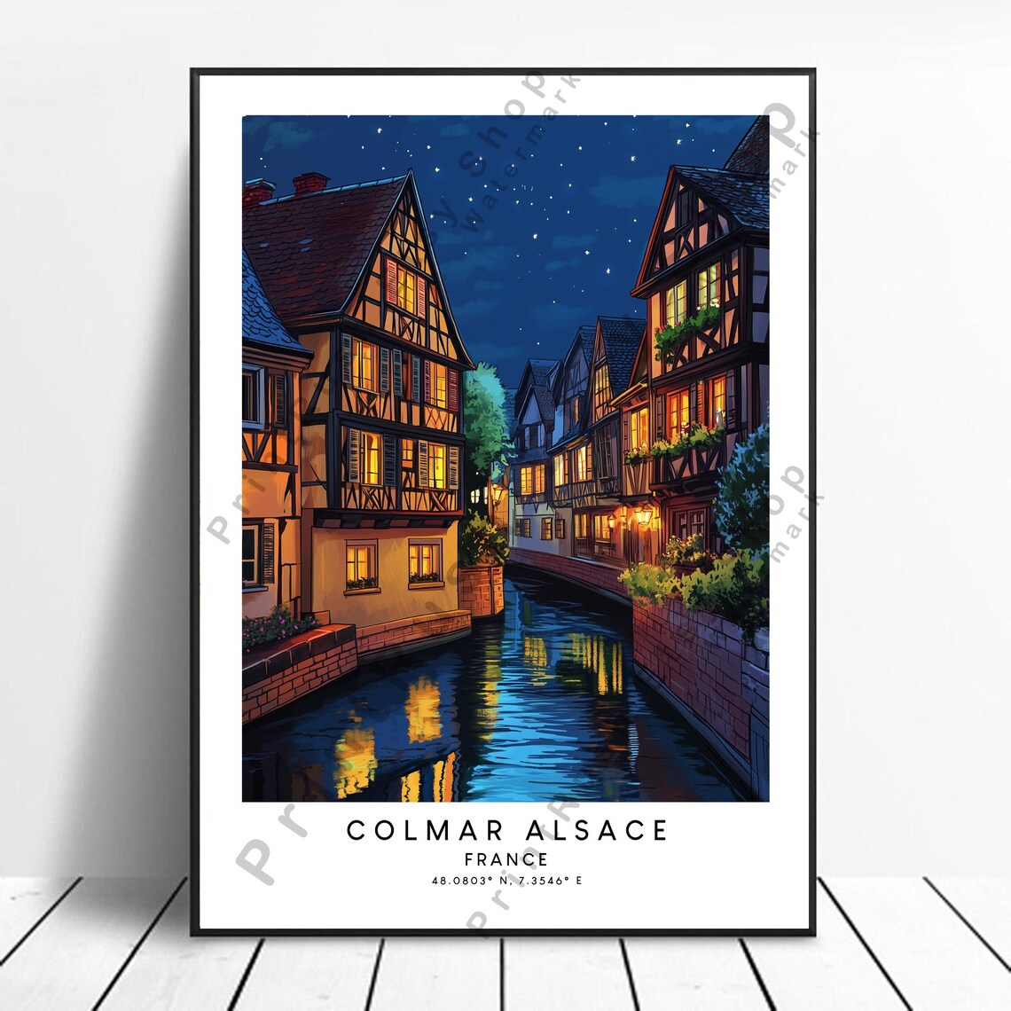 Colmar France Travel Poster, Colourful Alsace Decor