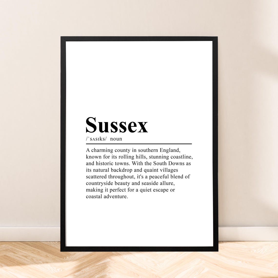 Sussex England Print Wall Art Sussex Poster Wall Dcor Sussex Print Minimalist Sussex Travel Art Sussex Home Decor Gift Sussex Wall Poster