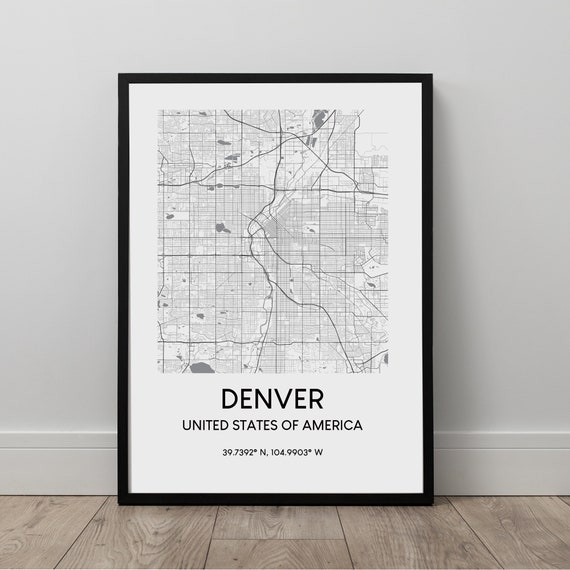 Denver Map Print, Minimalist Colorado Travel Poster