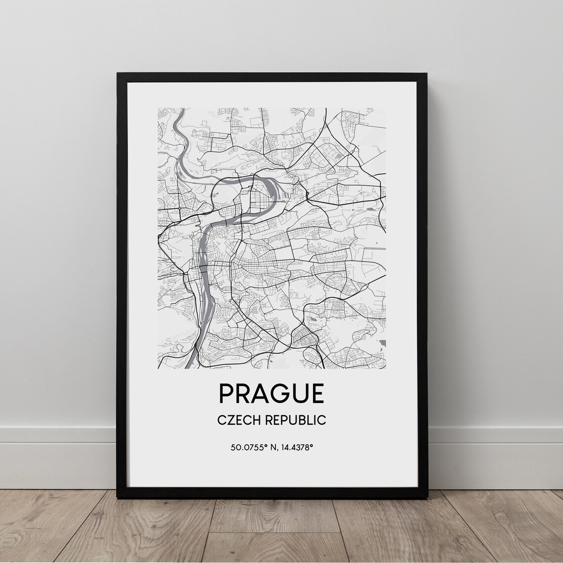 Prague City Map Print Poster, Minimalist Travel Art