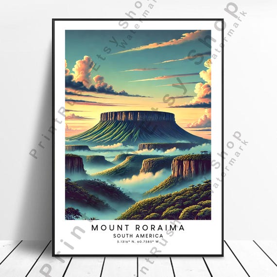 Mount Roraima Illustration Art South America Nature Poster Print Home Decor Wall Hanging Gift
