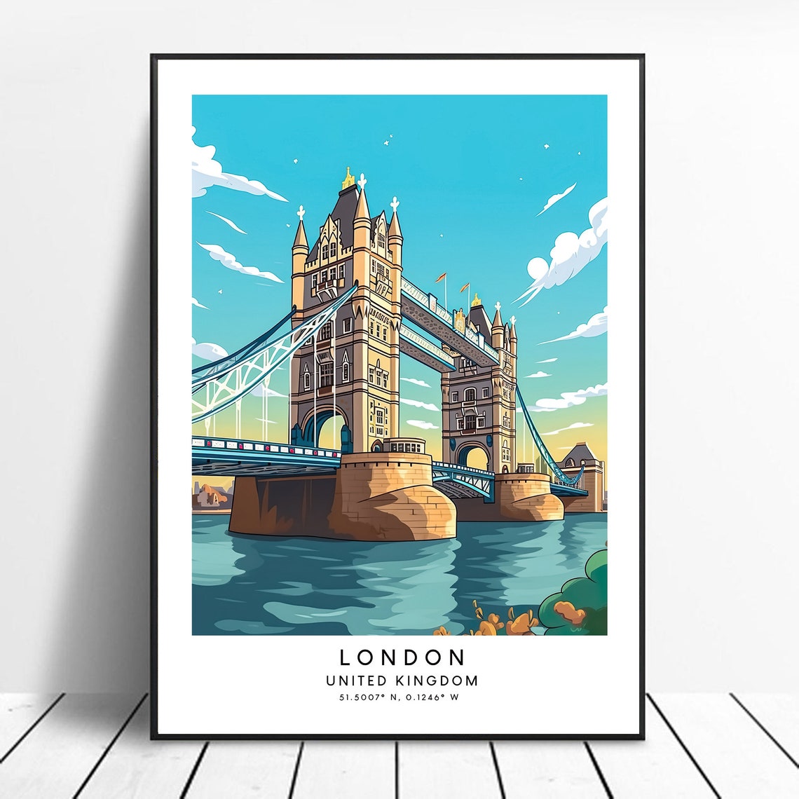 Tower Bridge London River Thames Iconic Landmark Travel Poster
