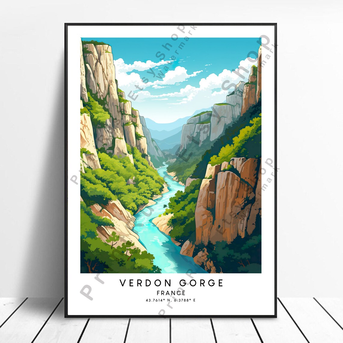 Verdon Gorge France Travel Poster, Wall Decor