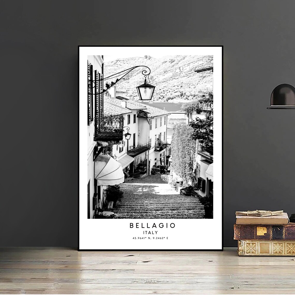 Bellagio Italy Travel Poster, Minimalist Black And White - Image 2