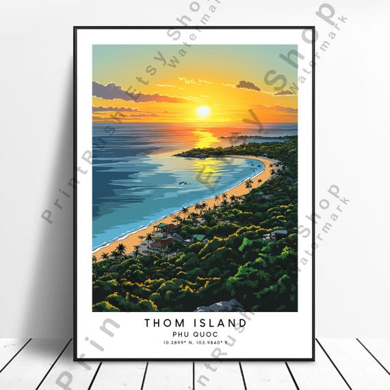 Thom Island Travel Print Phu Quoc Vietnam Poster Illustration Art Home Dcor Wall Hanging Gift