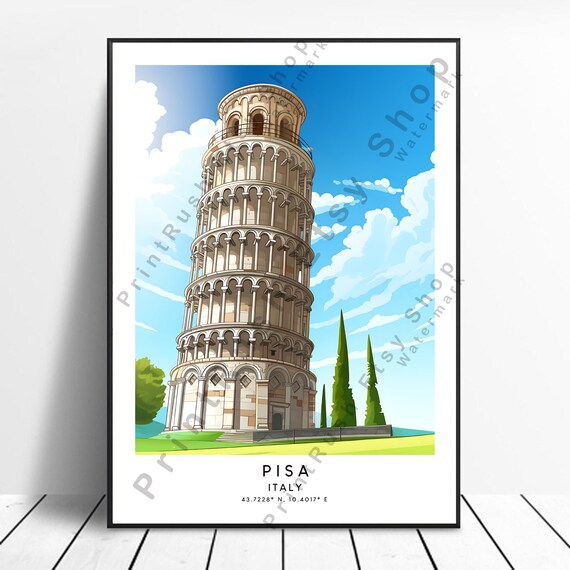 Pisa Italy Travel Print Colourful Leaning Tower Of Poster Abstract Minimalist Wall Art Christmas Gift