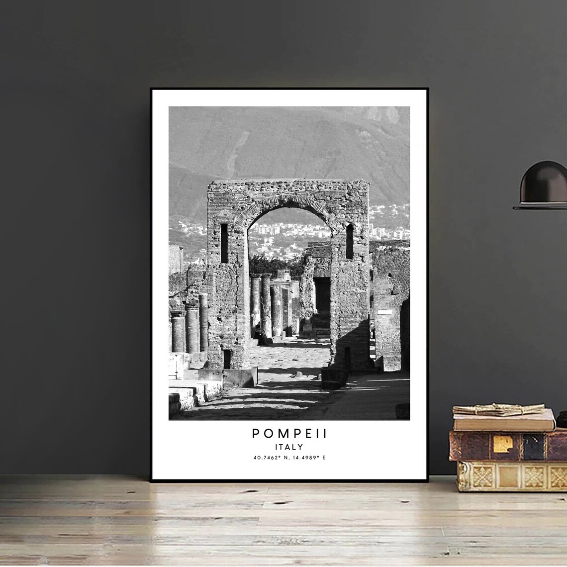 Pompeii Italy Black and White Travel Poster Print - Image 2