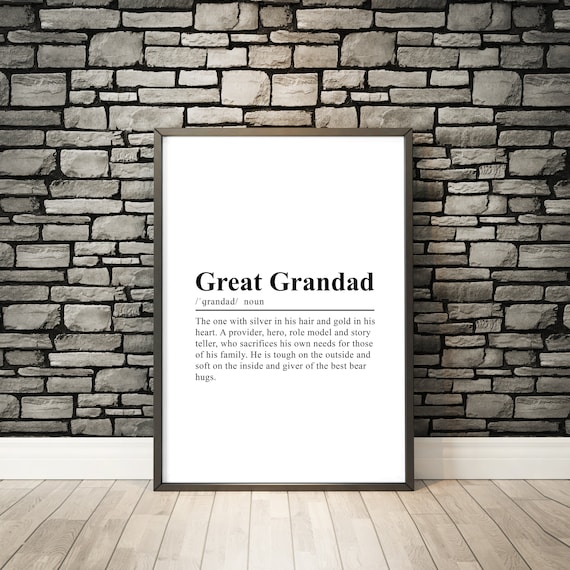 Great Grandad Definition Art Print, Gift for Him