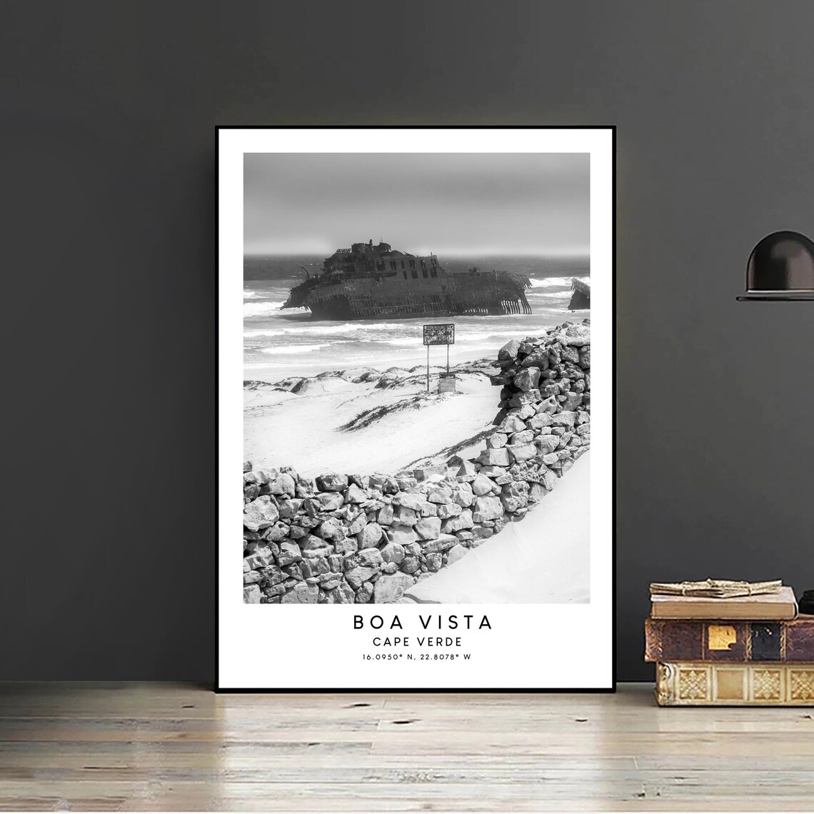 Boa Vista Black and White Minimalist Travel Poster - Image 2