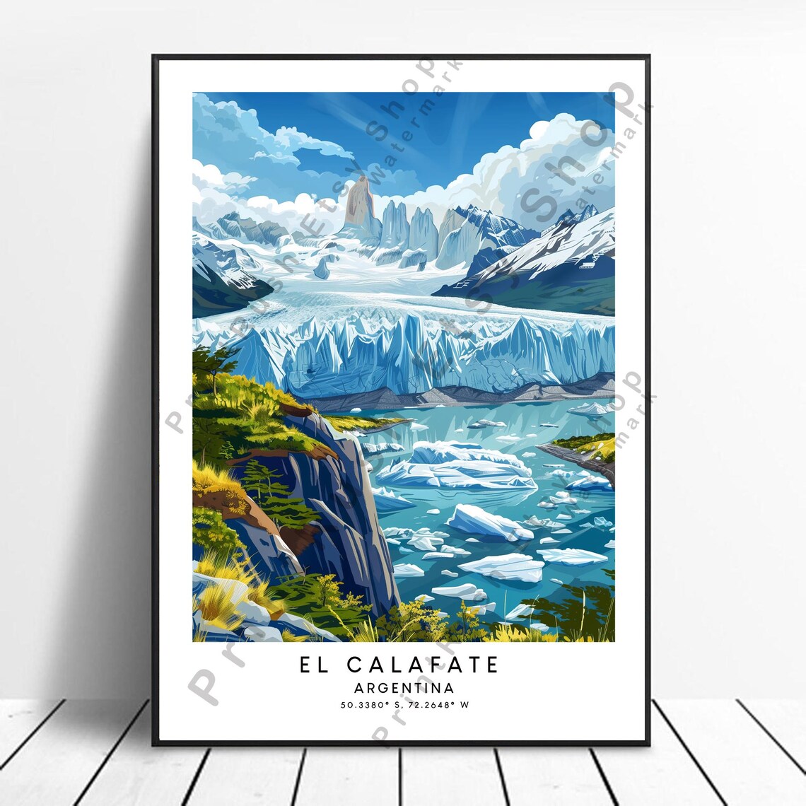 El Calafate Argentina Travel Poster, Latin America