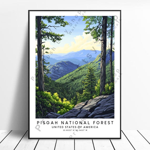 Pisgah National Forest Poster Print Wall Art Home Dcor Colourful