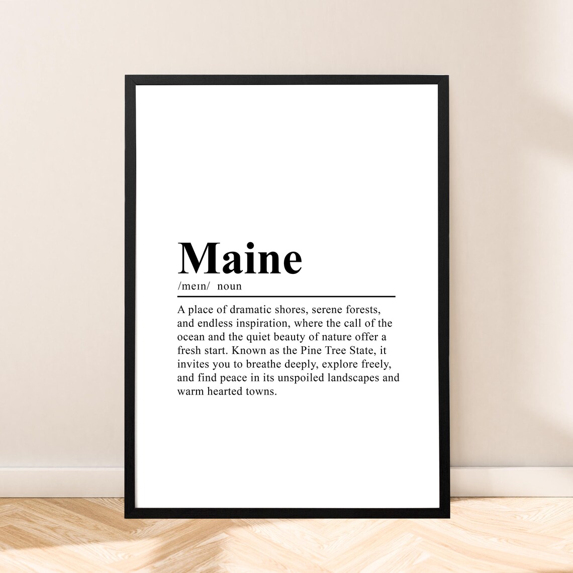 Maine Travel Poster Maine Wall Art Maine Print Wall Quotes Maine State Poster Minimalist Maine Art Maine Home Dcor Gift Dictionary Poster