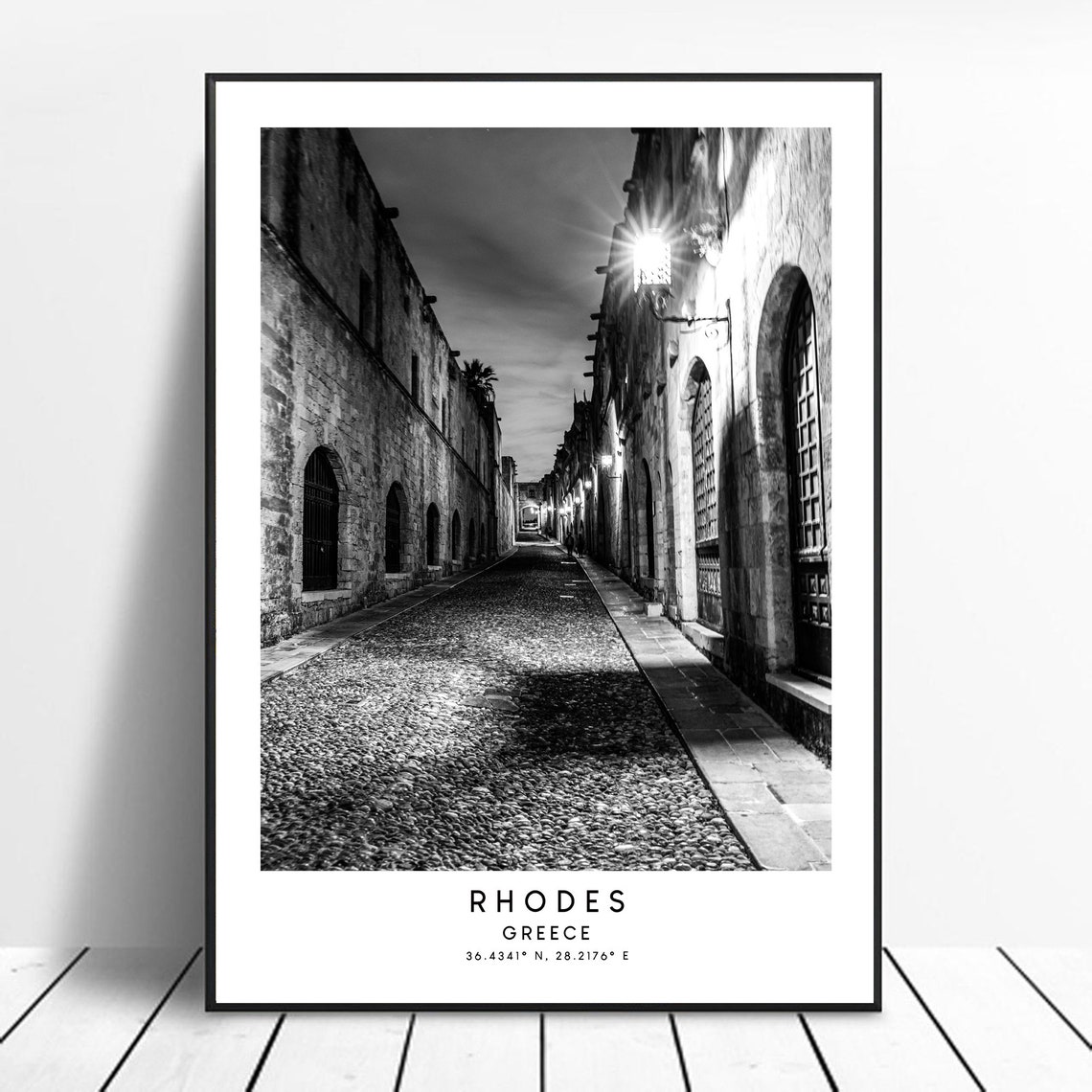 Rhodes Greece Travel Print Black And White Rhodes Poster Rhodes Wall Art Rhodes Art Decor Minimalist Rhodes Print Home Dcor Rhodes Gift Art