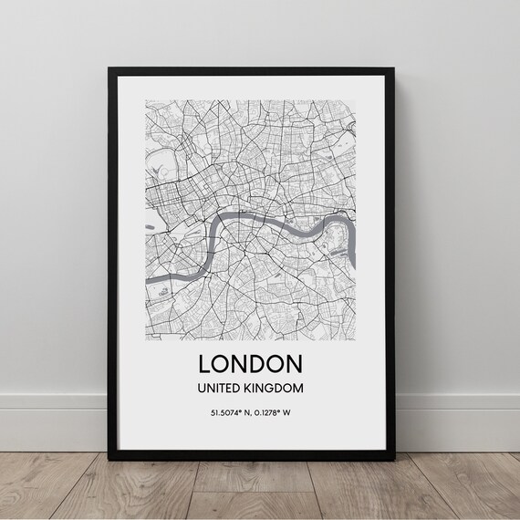 London City Map Print, Minimalist Travel Poster