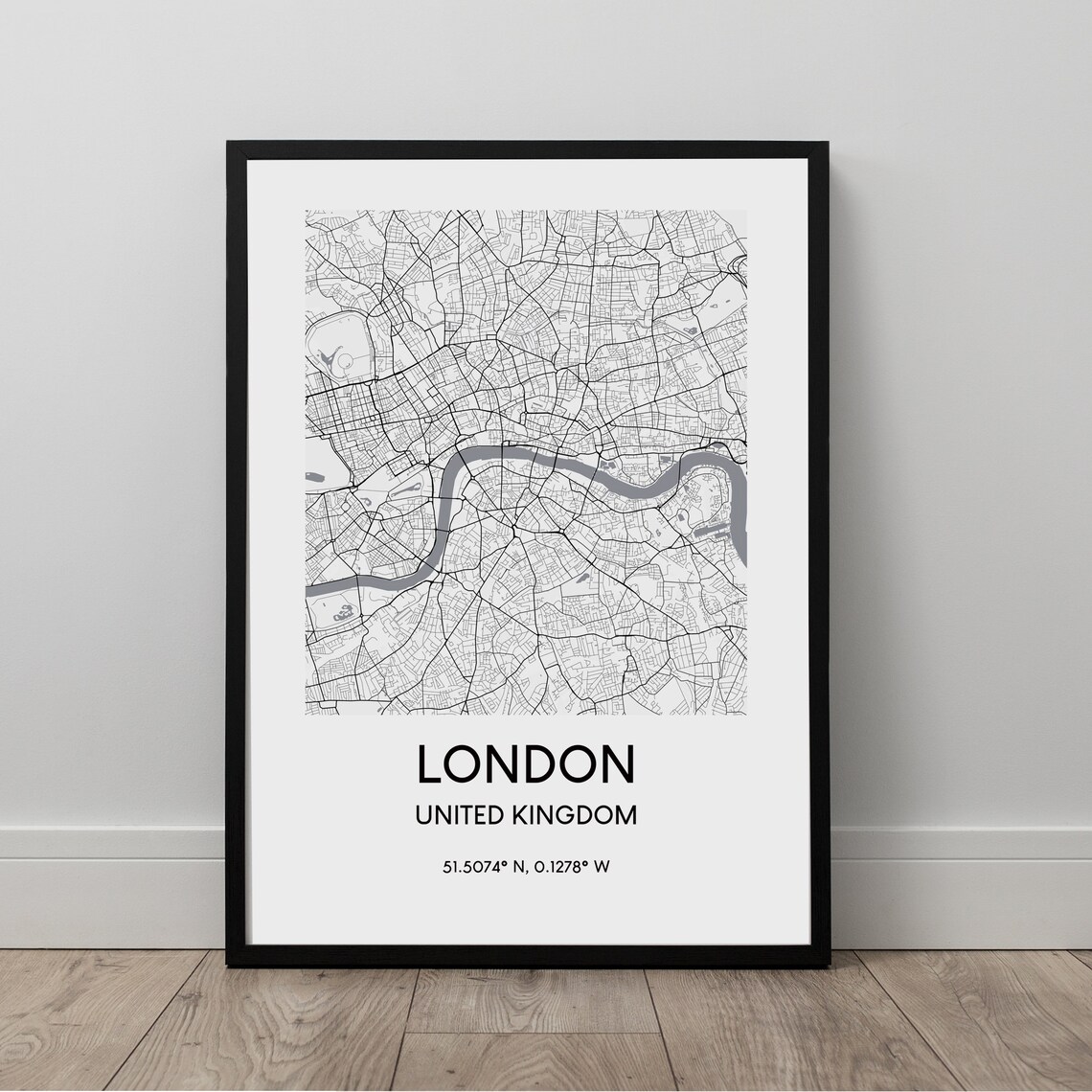 London City Map Print, Minimalist Travel Poster