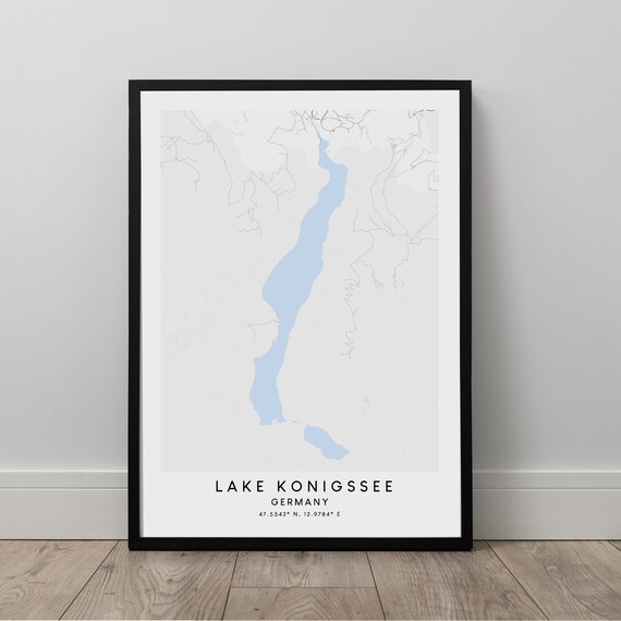 Lake Knigssee Map Print Minimalist Konigssee Wall Art Travel Poster Artwork