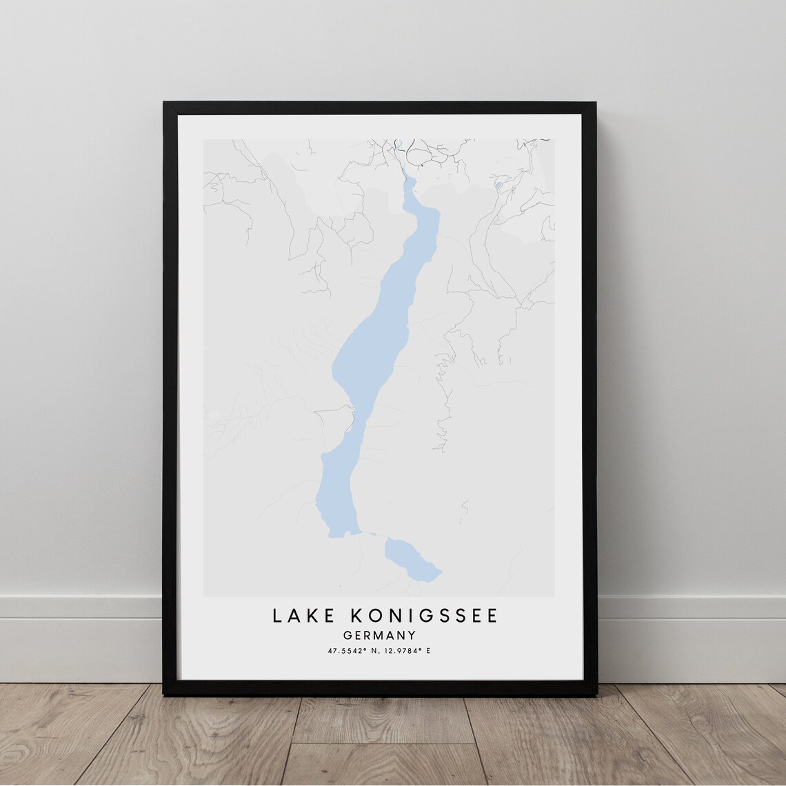 Lake Knigssee Map Print Minimalist Konigssee Wall Art Travel Poster Artwork