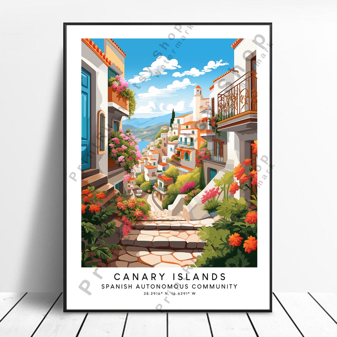 Canary Islands Print Colourful Poster Abstract Wall Minimalist Travel Art Hanging
