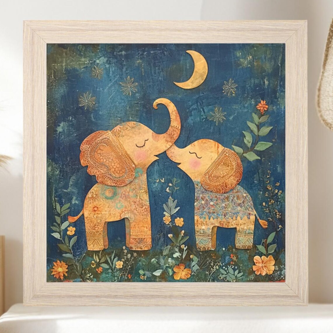 Botanical Safari Boho Elephant Nursery Art Print