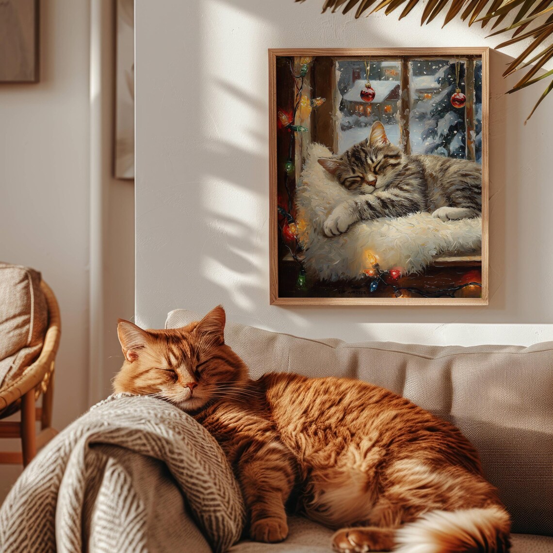 Gray Tabby Cat Christmas Poster, Festive Holiday Decor - Image 3