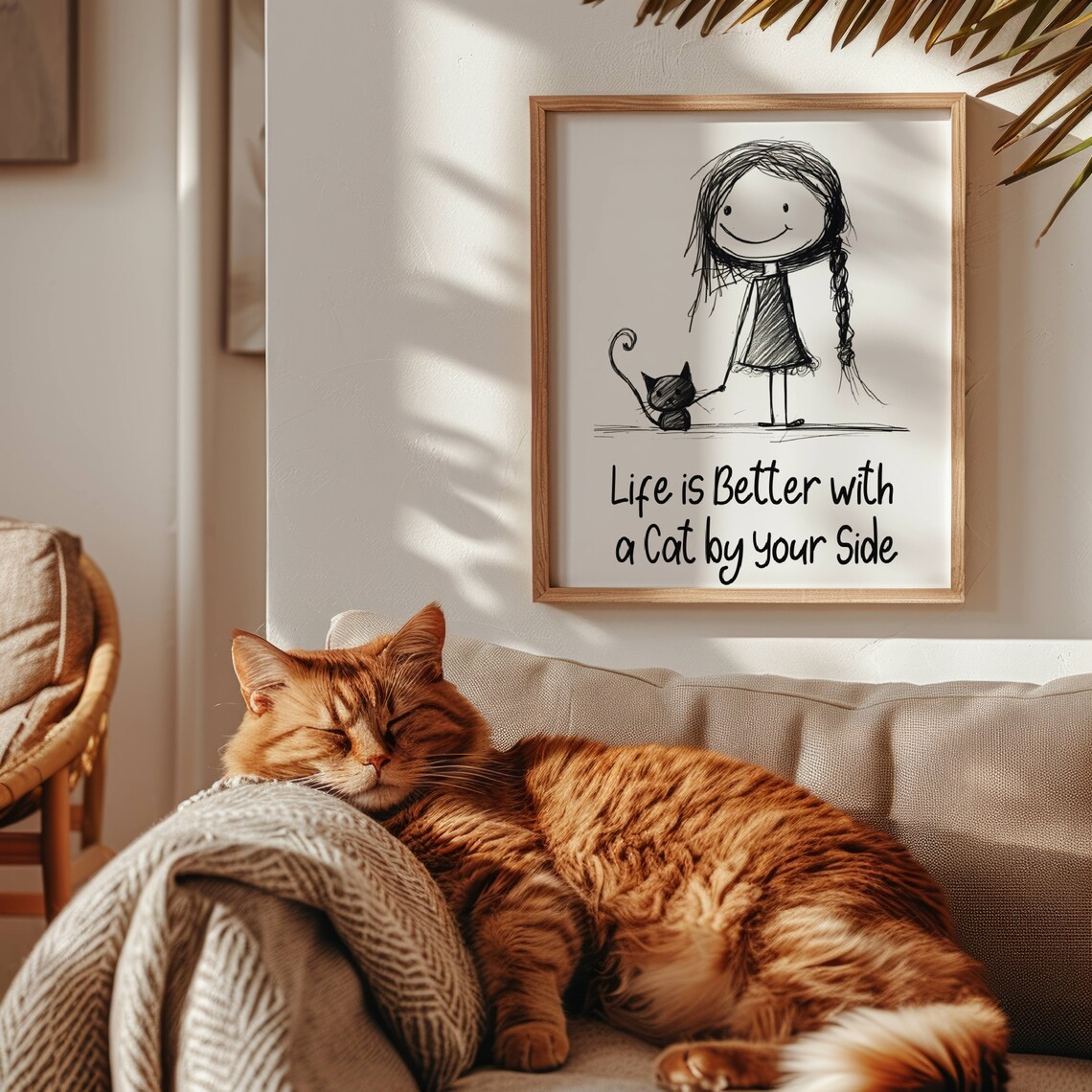 Cat Friendship Art Print, Cats Wall Decor - Image 2