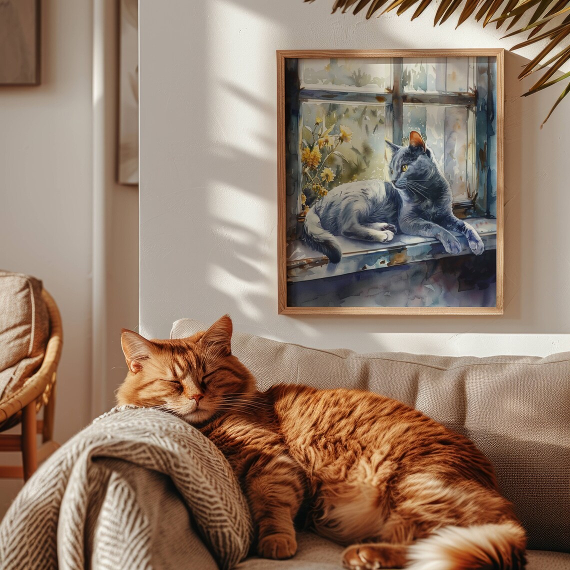 Russian Blue Cat in Window, Cat Wall Art Print - Image 6