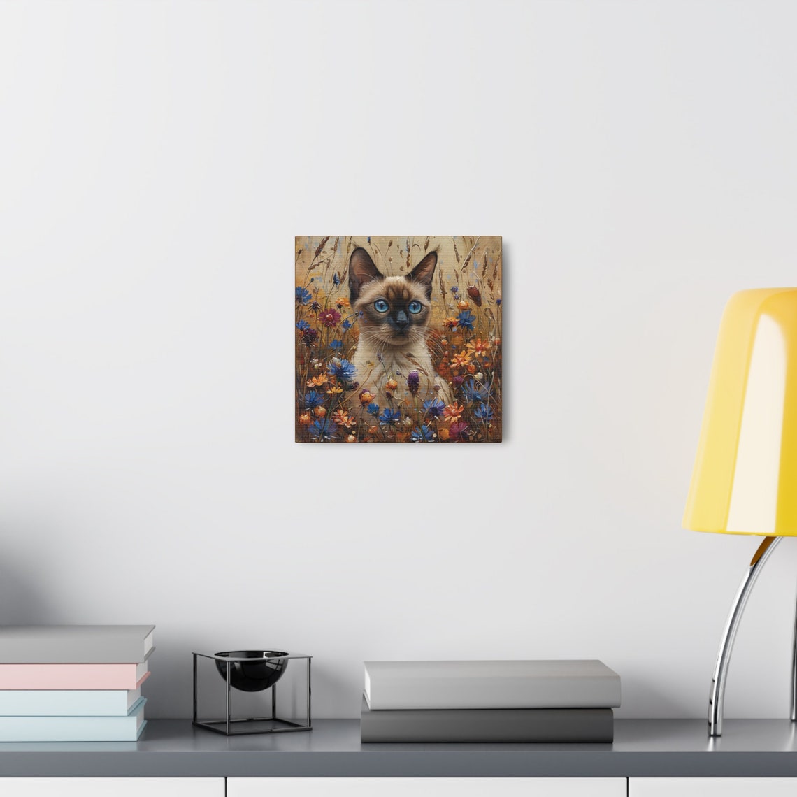 Siamese Kitten in a Field of Blue and Orange Wildflowers Poster - Image 5