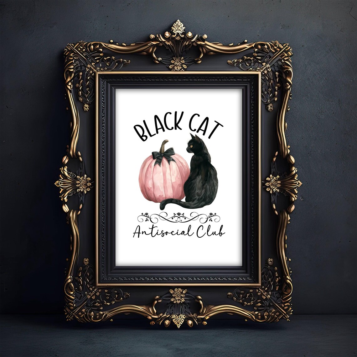 Black Cat Antisocial Club Cat Wall Art Poster - Image 2
