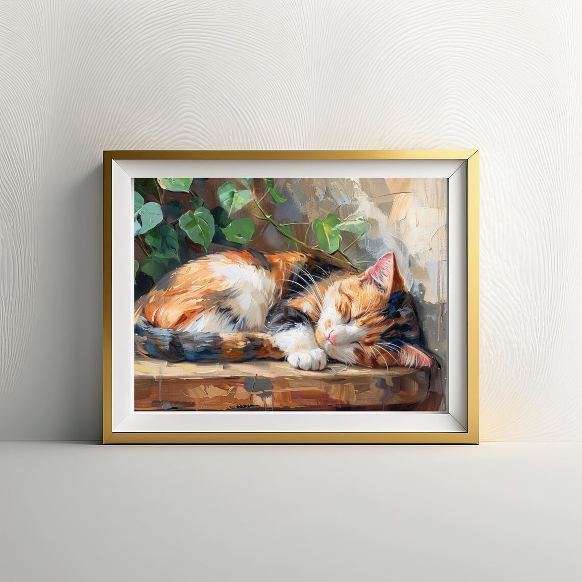 Sleeping Calico Cat Art Print, Cat Wall Decor - Image 5