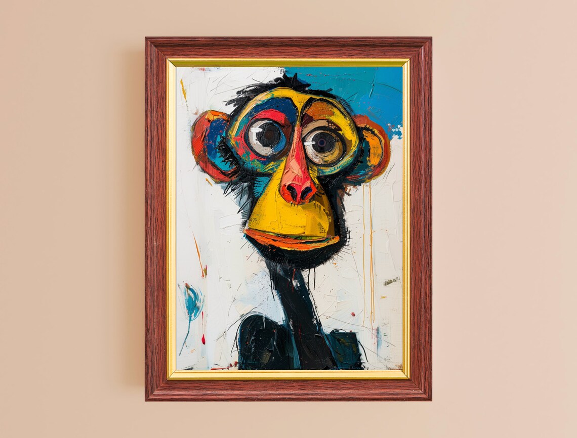 Colorful Abstract Monkey Face Pop Art Graffiti Style Bold Expressive Art Print - Image 3