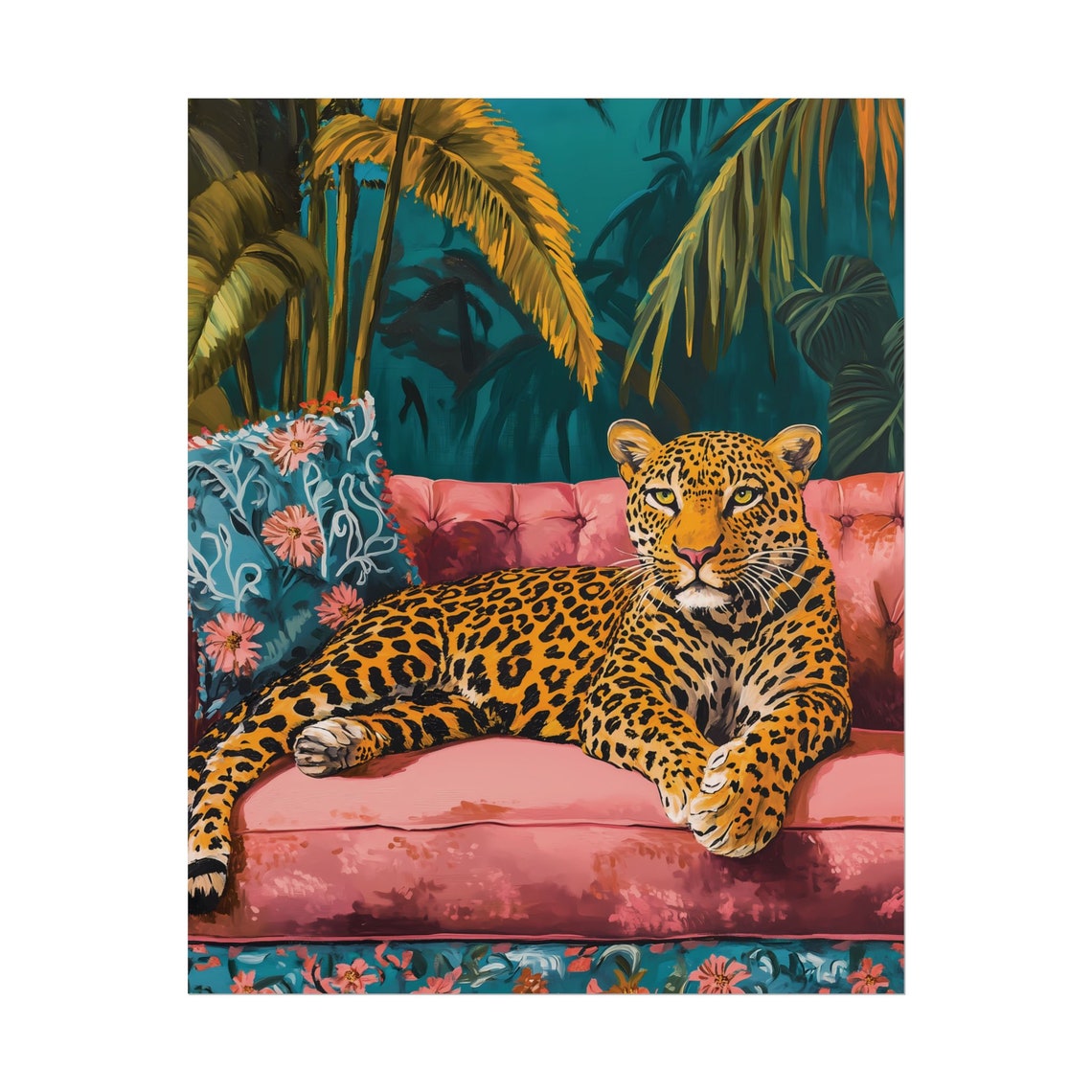 Maximalist Leopard Portrait Bold Fashionista Art Eclectic Wall Decor Unique Animal Print - Image 2